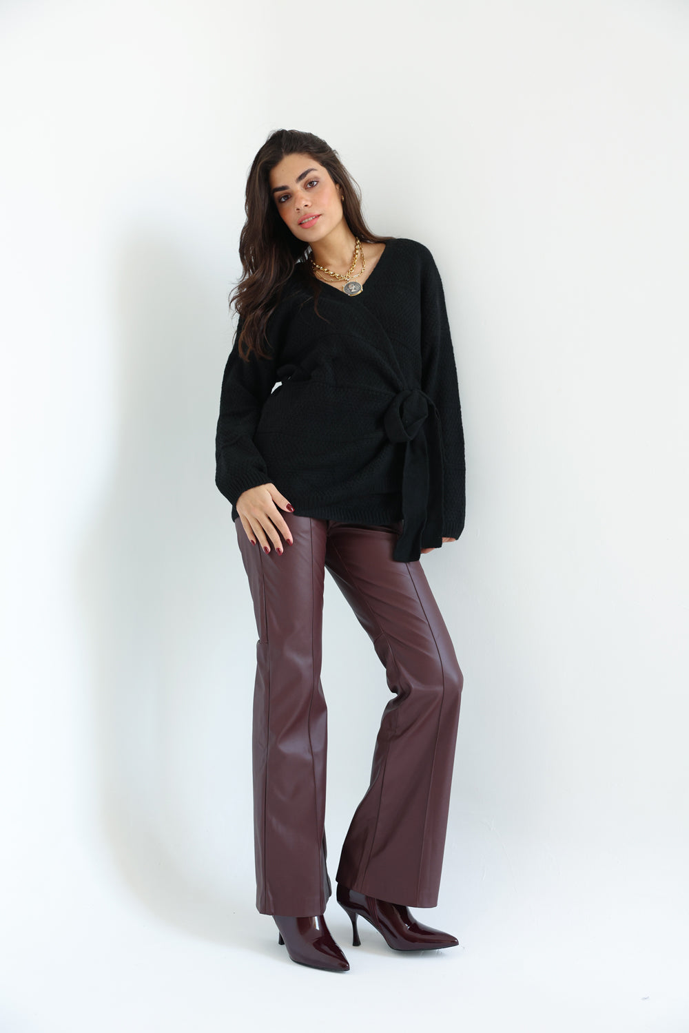 The Knitted Wrap Top - Black