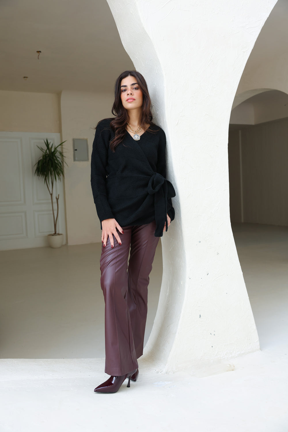 The Knitted Wrap Top - Black