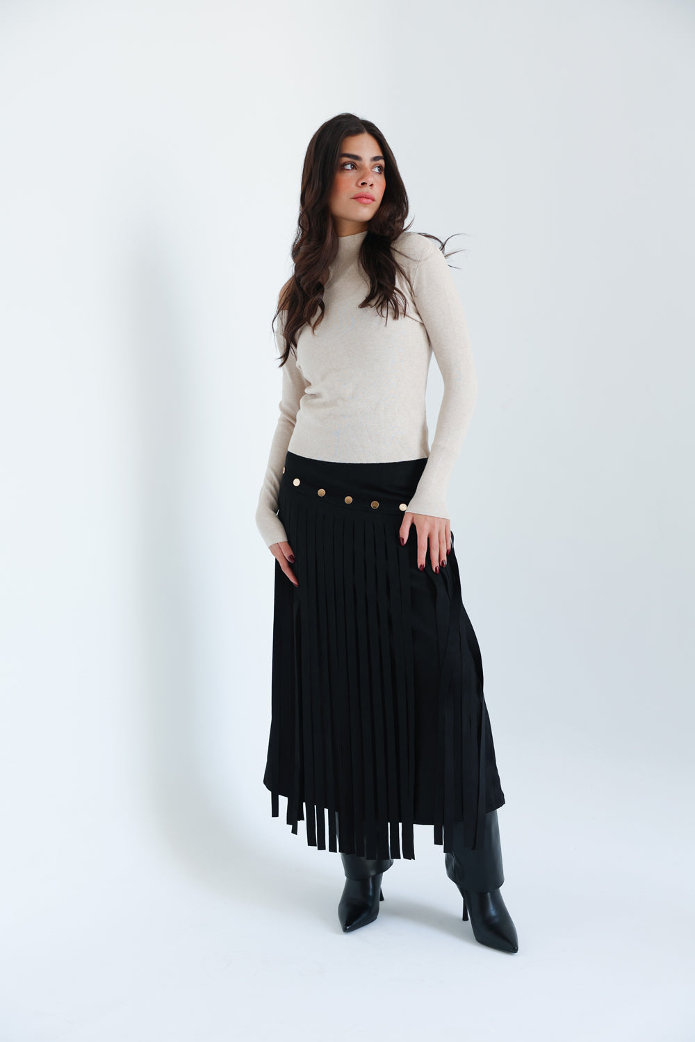 Rebel Fringes Skirt-Black