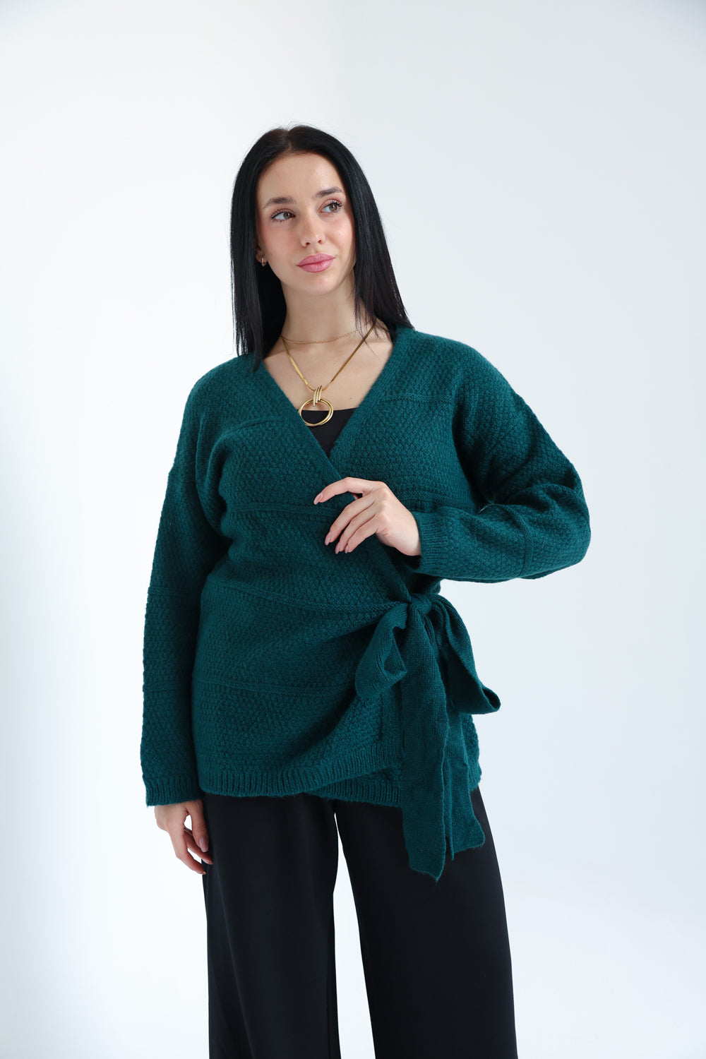 The Knitted Wrap Top - Teal
