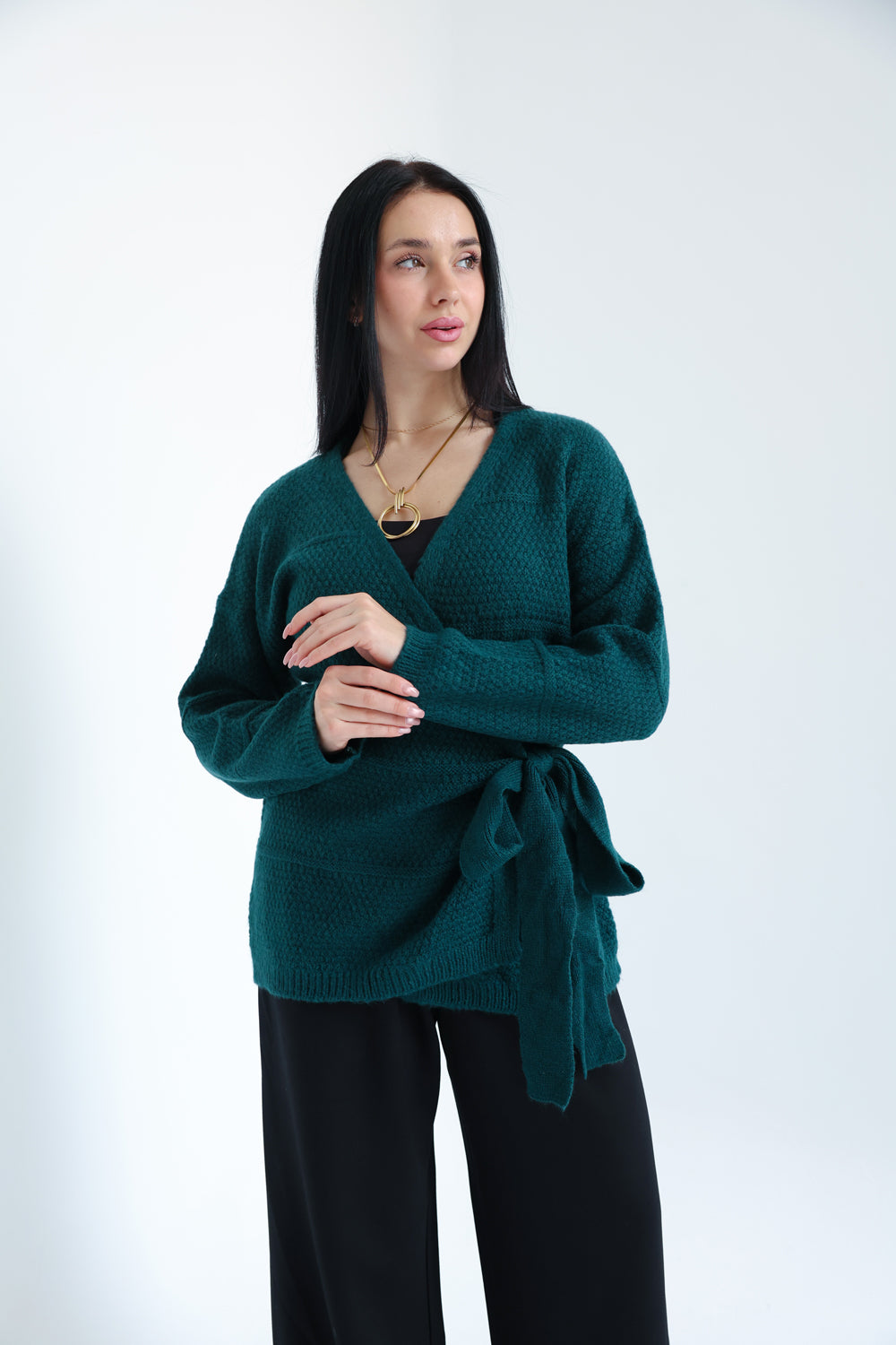 The Knitted Wrap Top - Teal