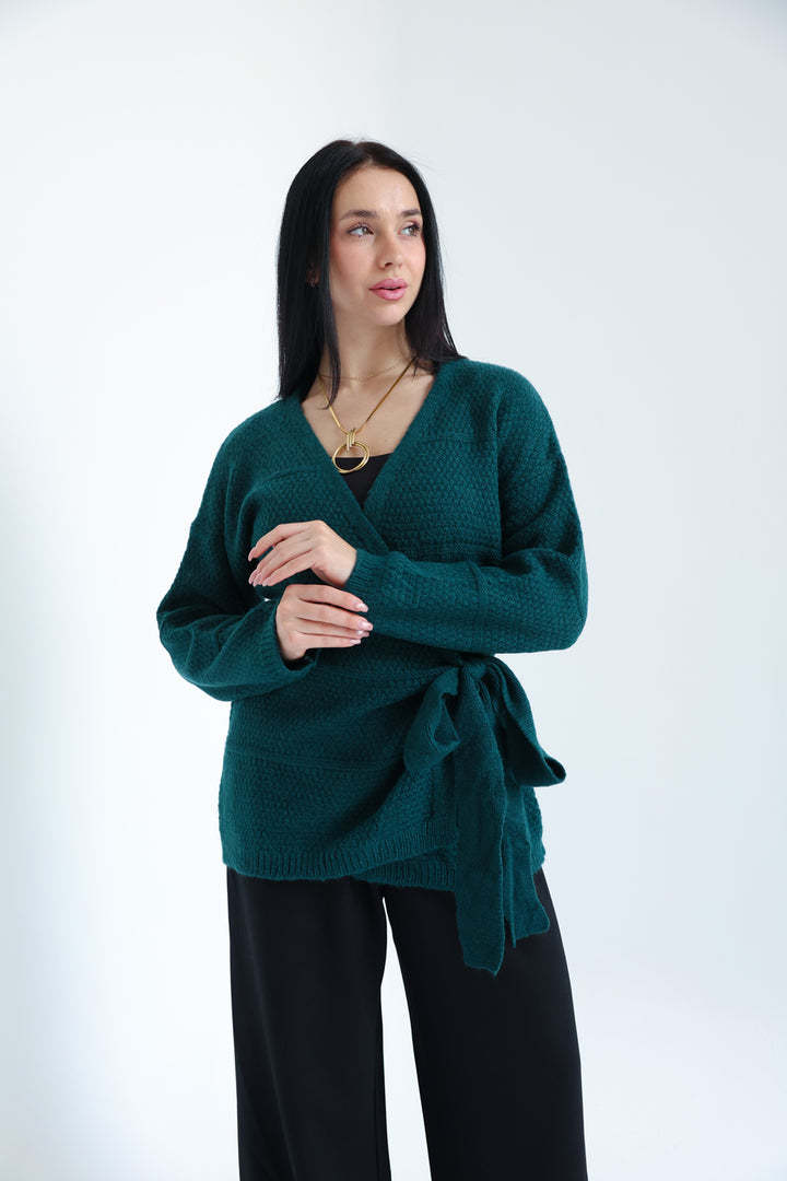 The Knitted Wrap Top - Teal