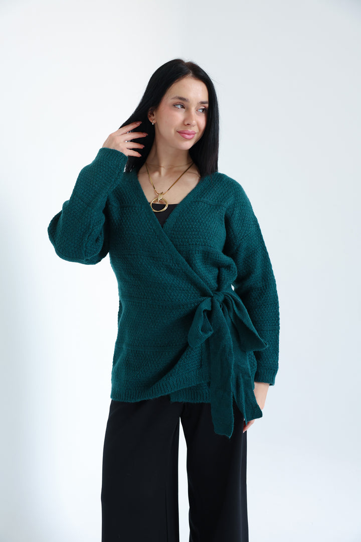 The Knitted Wrap Top - Teal