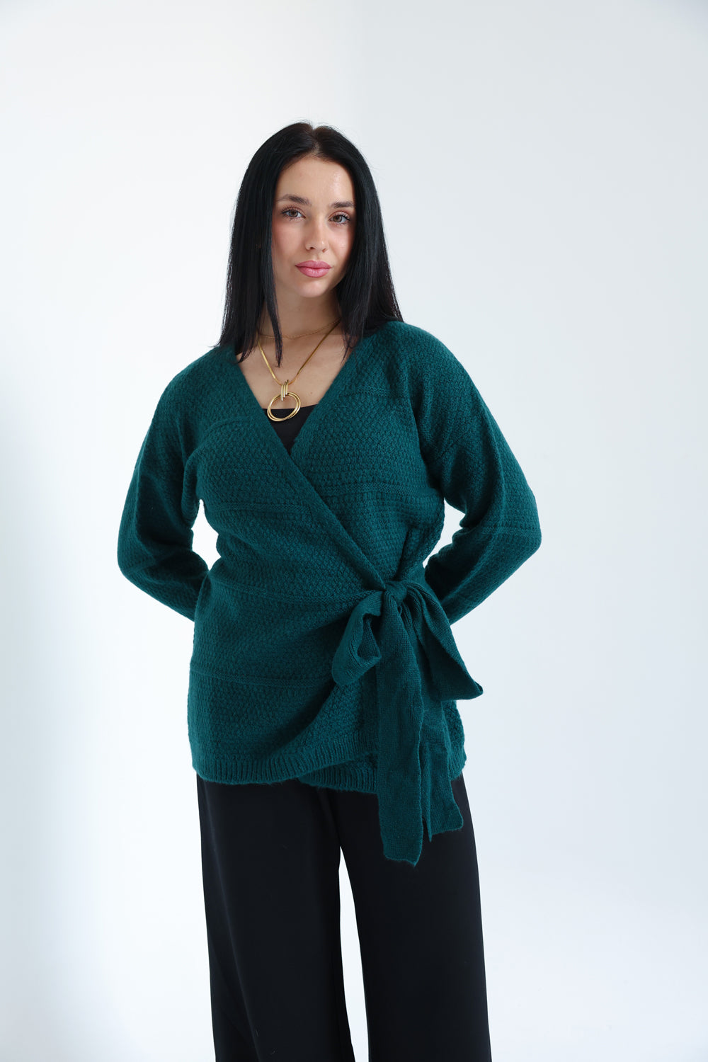 The Knitted Wrap Top - Teal