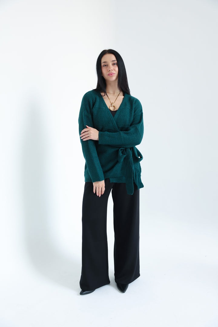The Knitted Wrap Top - Teal