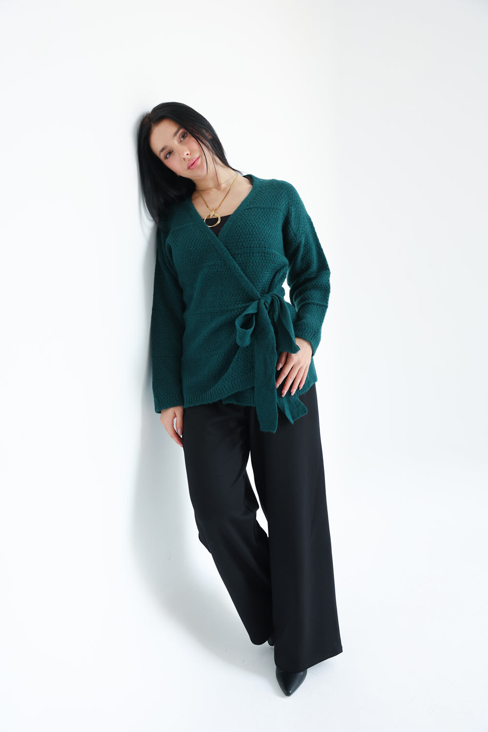 The Knitted Wrap Top - Teal