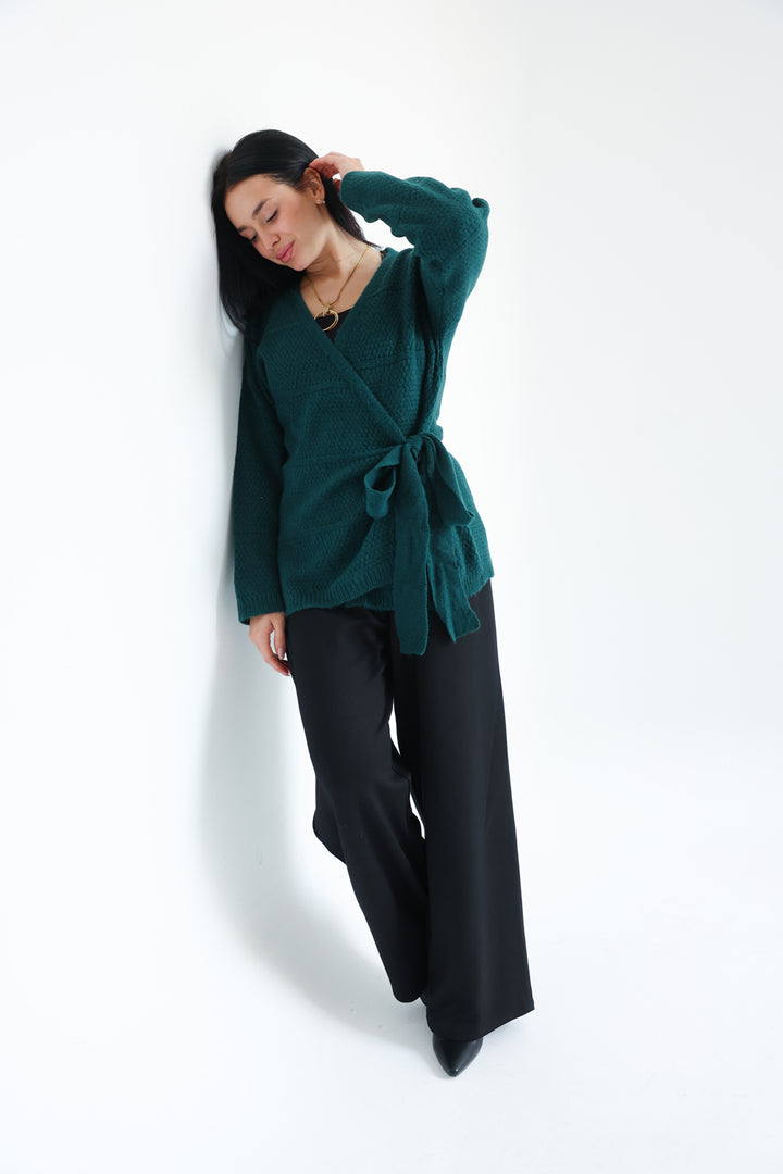 The Knitted Wrap Top - Teal