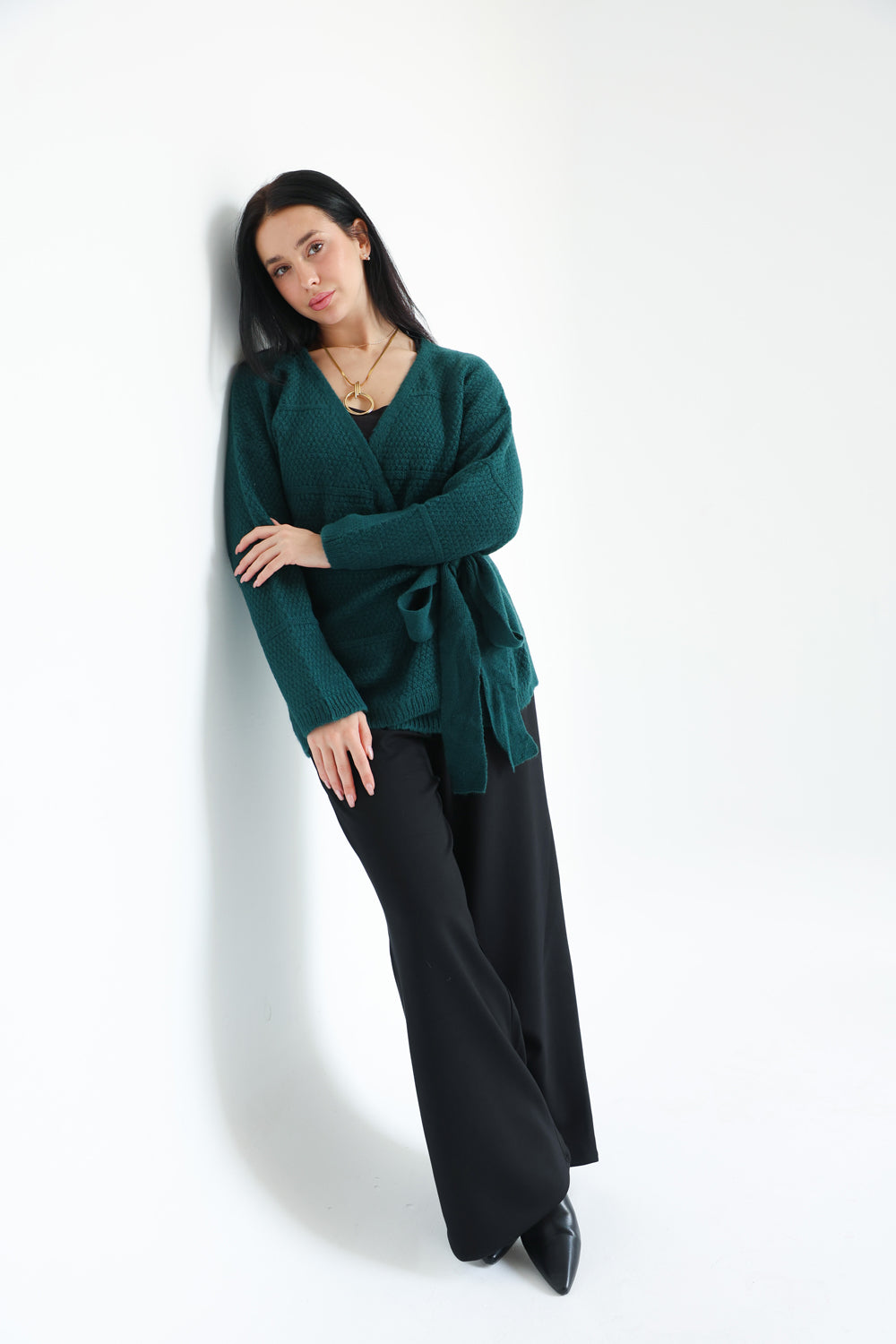 The Knitted Wrap Top - Teal