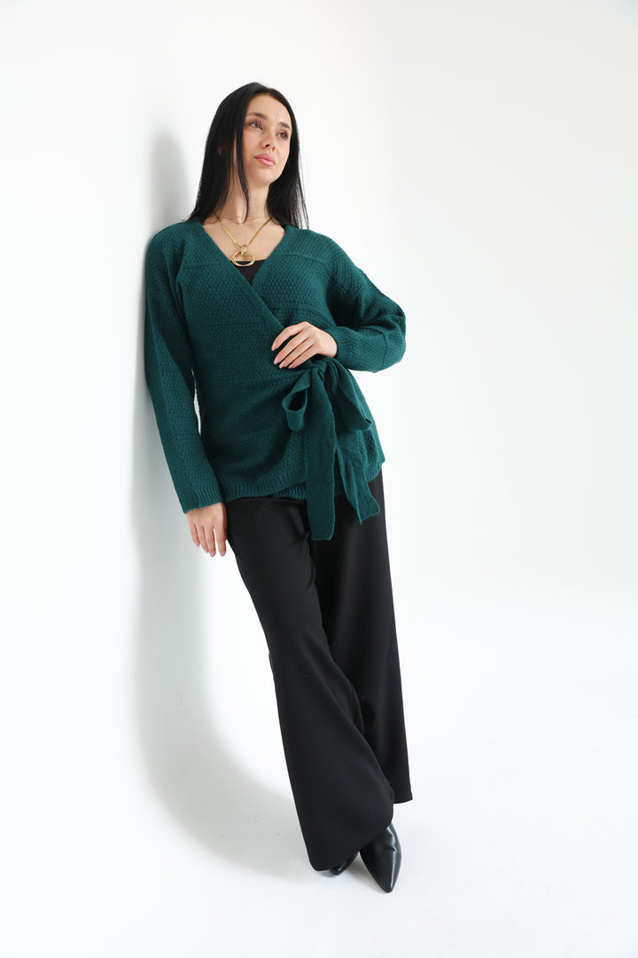 The Knitted Wrap Top - Teal
