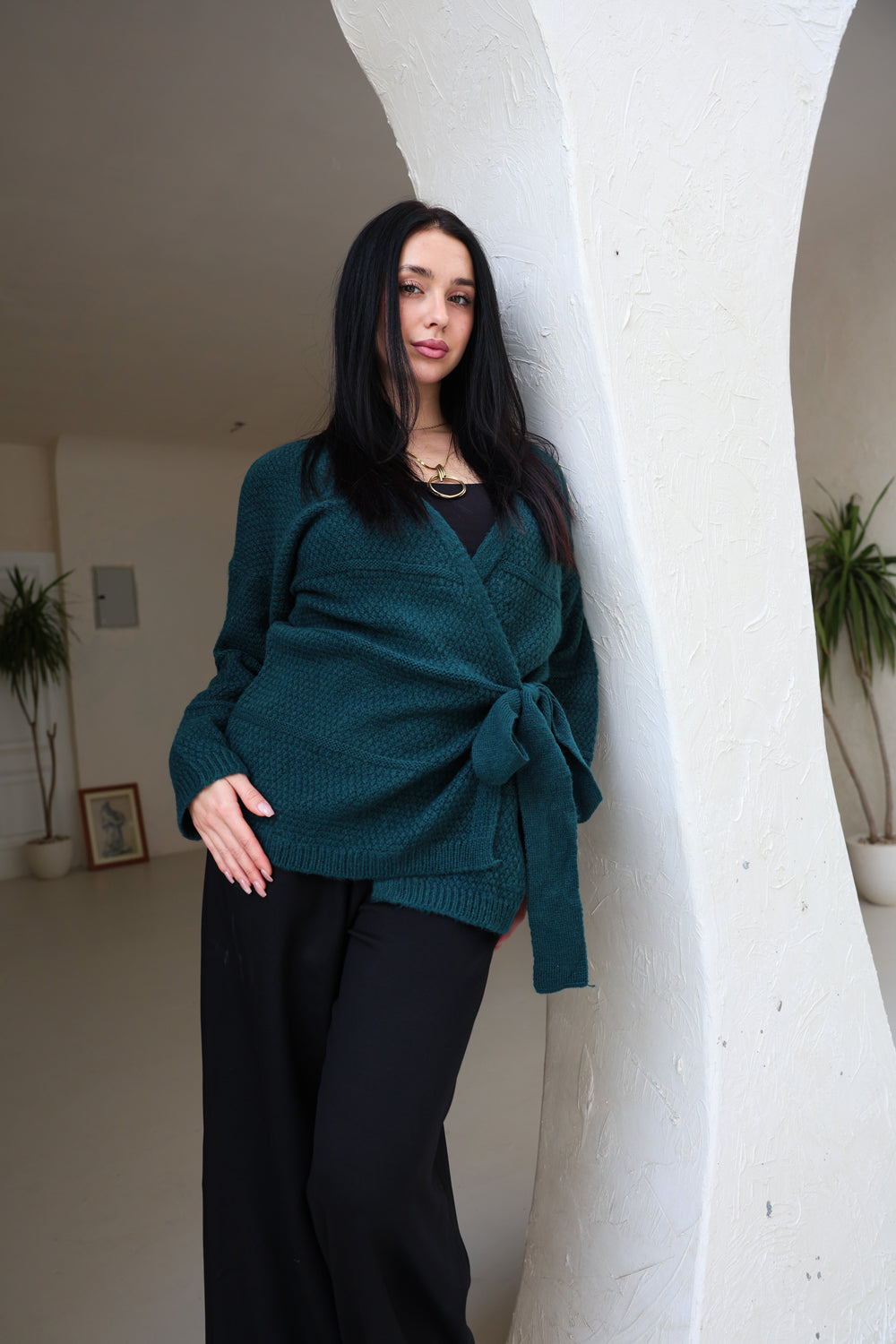 The Knitted Wrap Top - Teal