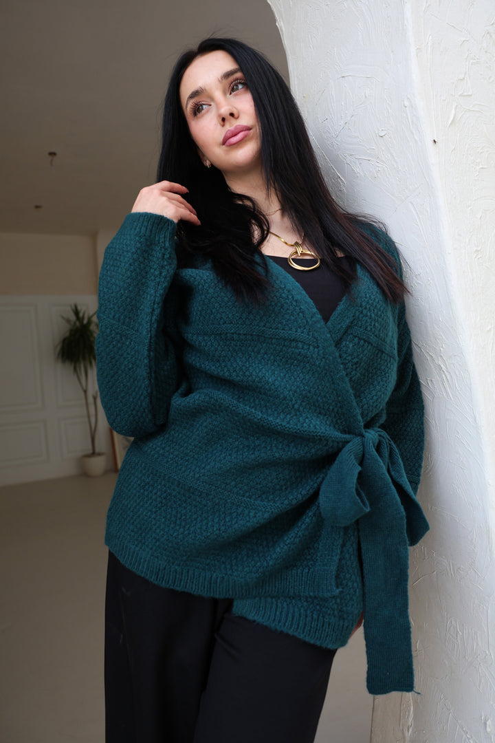 The Knitted Wrap Top - Teal