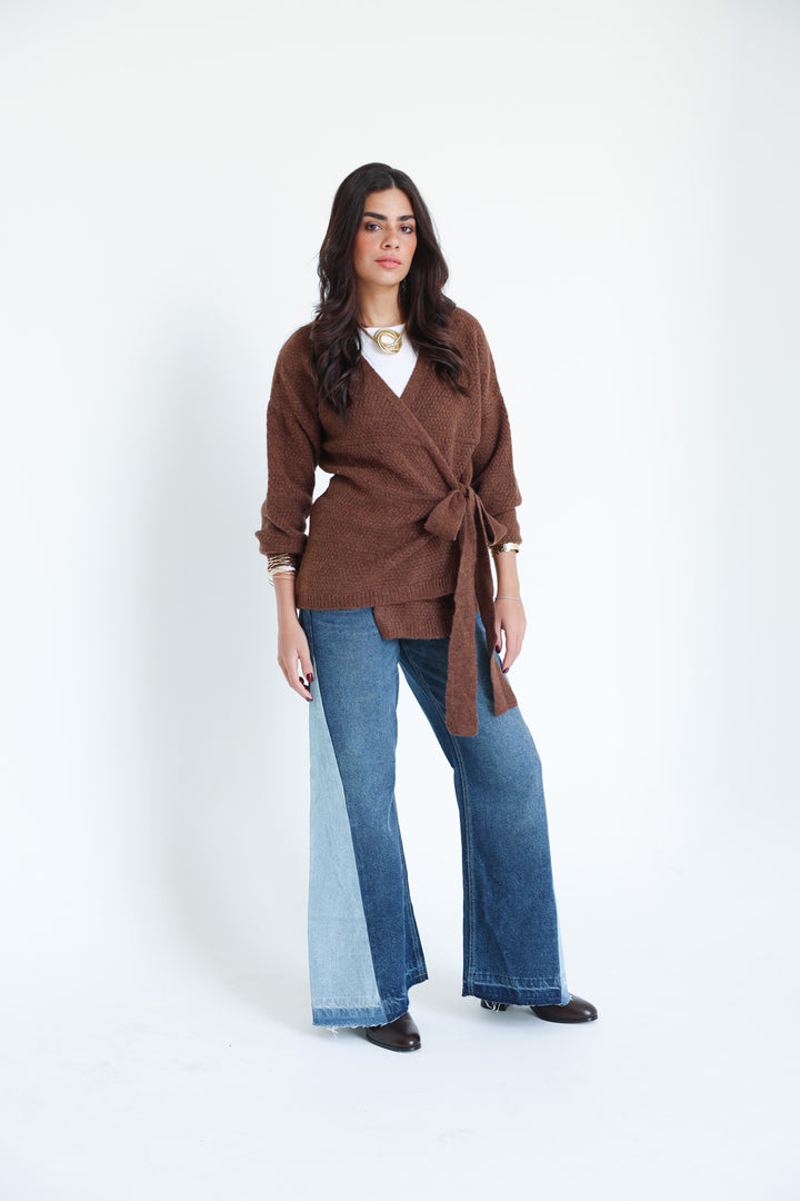 The Knitted Wrap Top - Brown