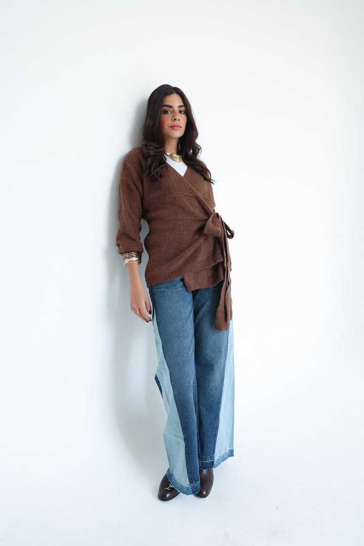 The Knitted Wrap Top - Brown