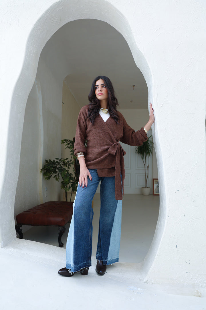 The Knitted Wrap Top - Brown