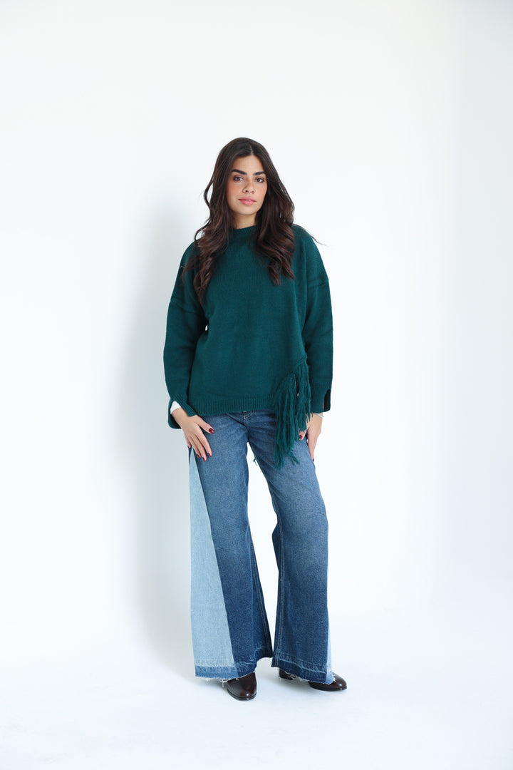 The Fringe Drift Pullover-Teal