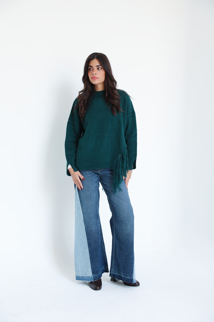 The Fringe Drift Pullover-Teal