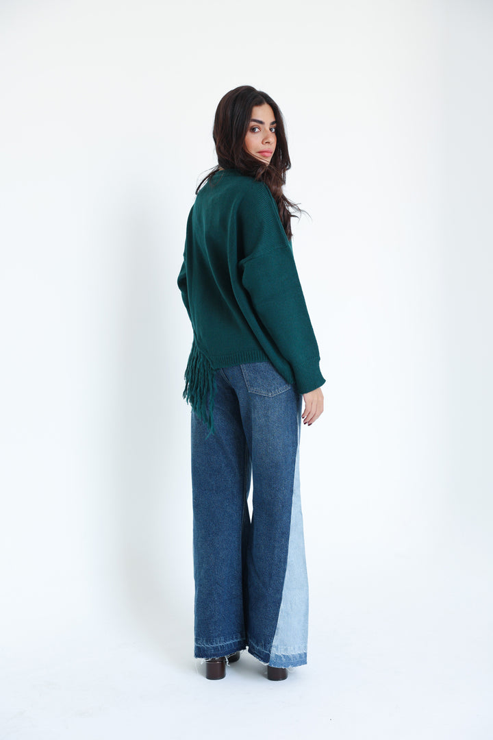 The Fringe Drift Pullover-Teal