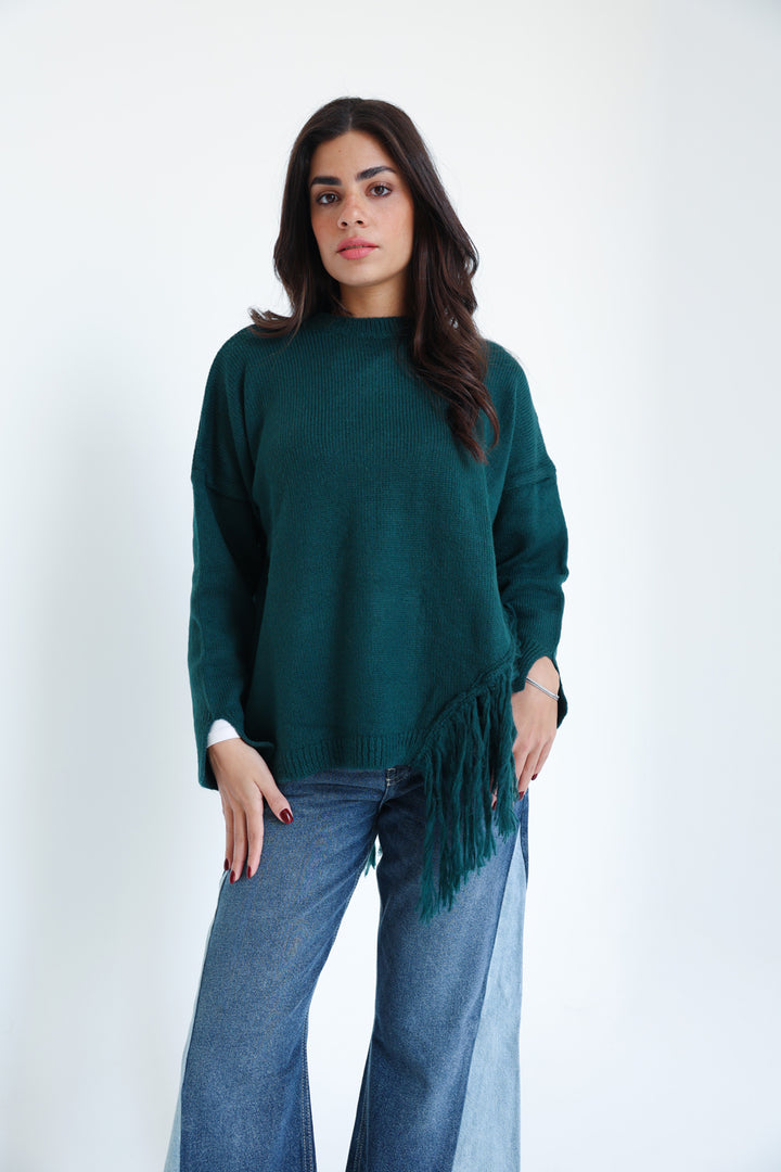 The Fringe Drift Pullover-Teal