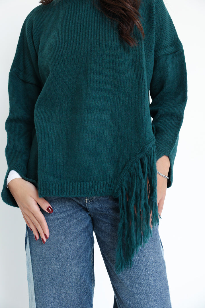 The Fringe Drift Pullover-Teal