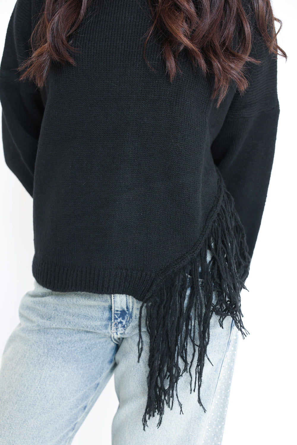 The Fringe Drift Pullover-Black
