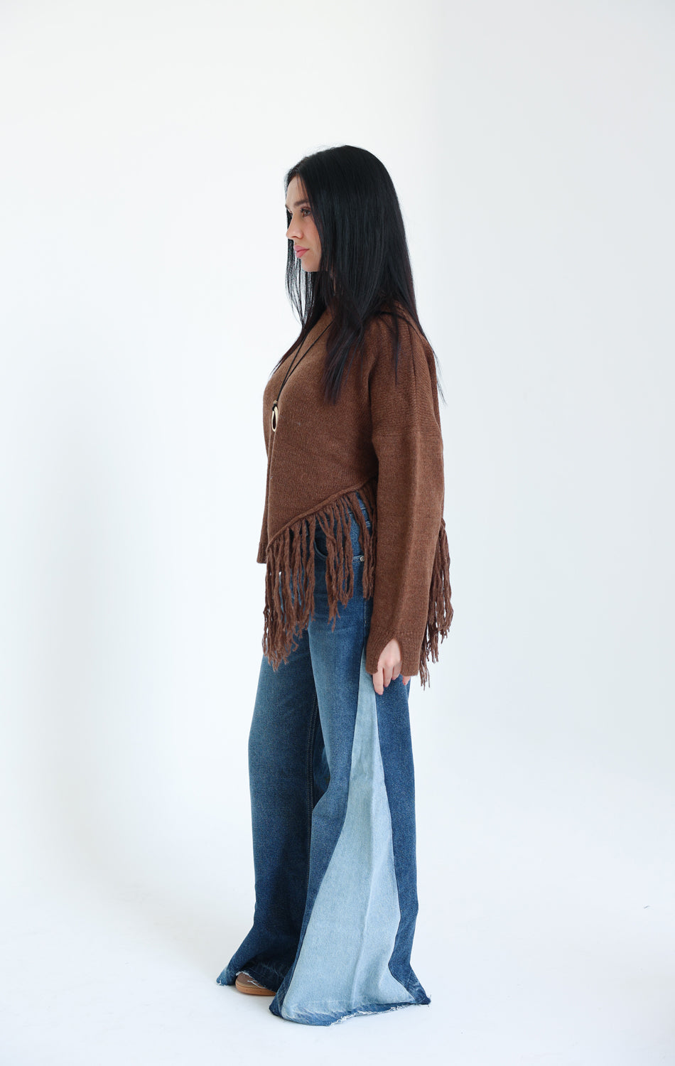 The Fringe Drift Pullover-Brown