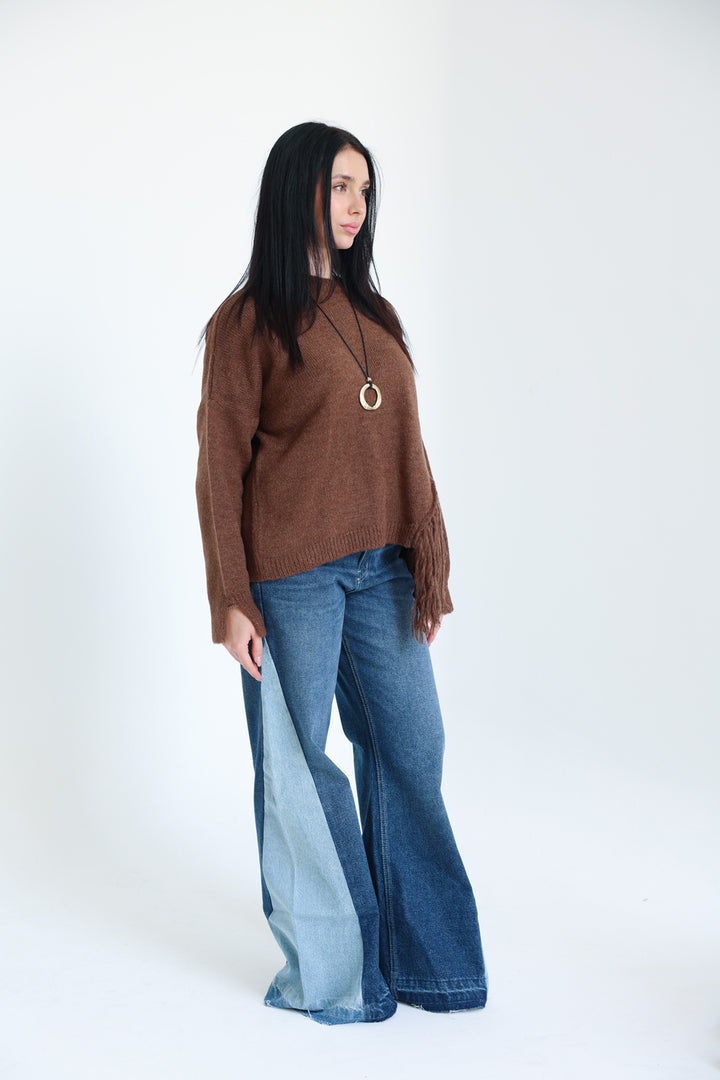 The Fringe Drift Pullover-Brown