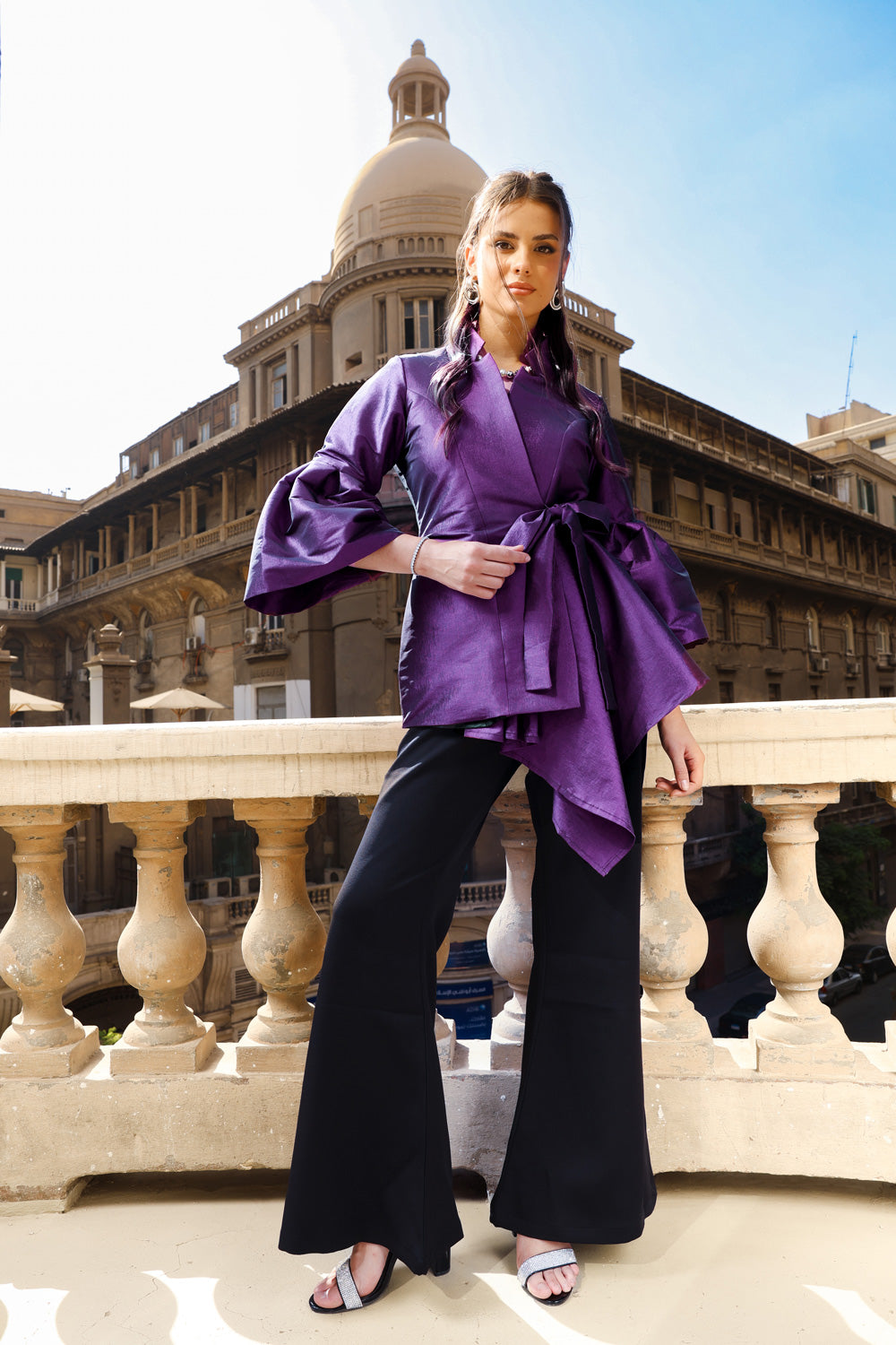 Flowy Draped Jacket - Purple