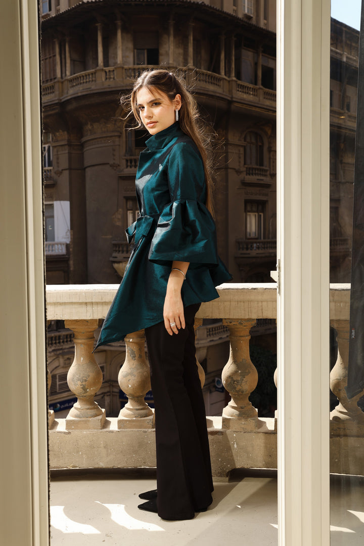 Flowy Draped Jacket - Green