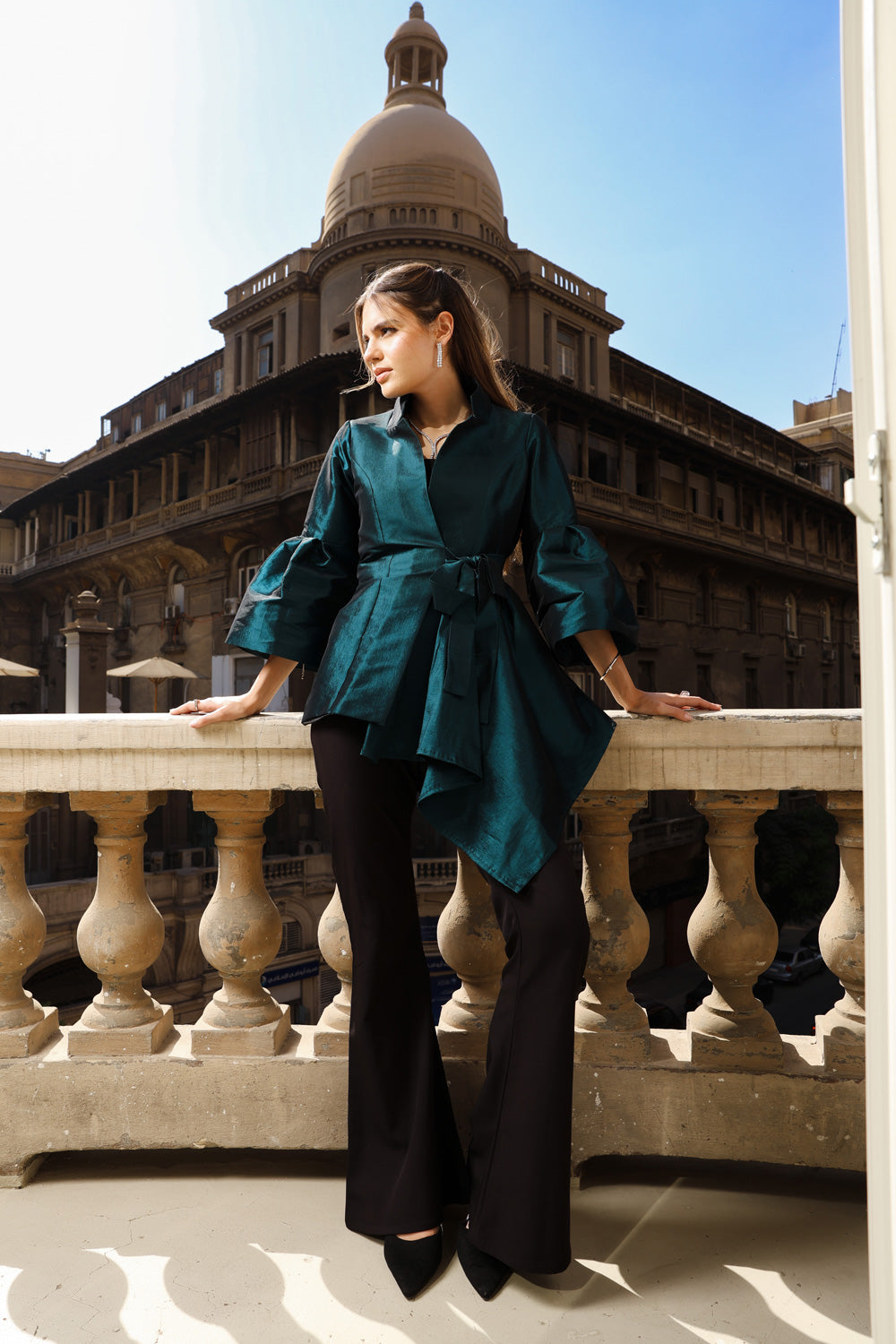 Flowy Draped Jacket - Green