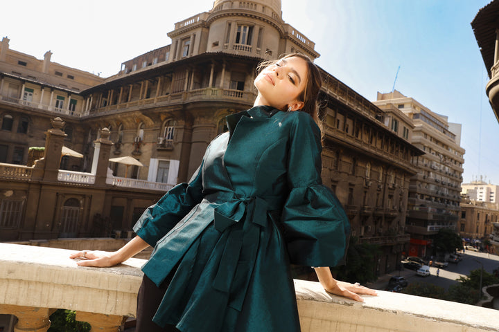 Flowy Draped Jacket - Green