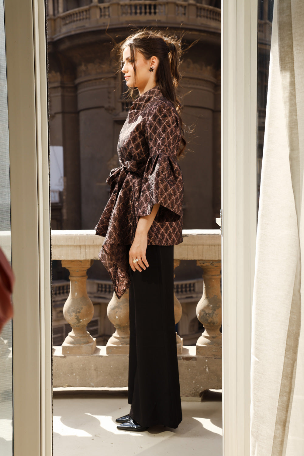 Flowy Draped Jacket - Rose Gold