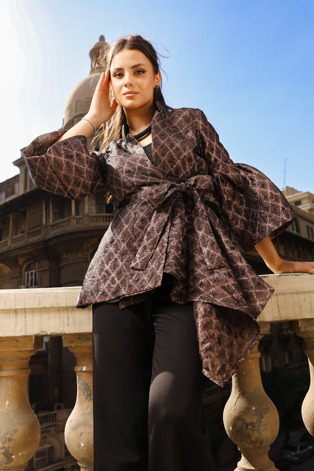 Flowy Draped Jacket - Rose Gold