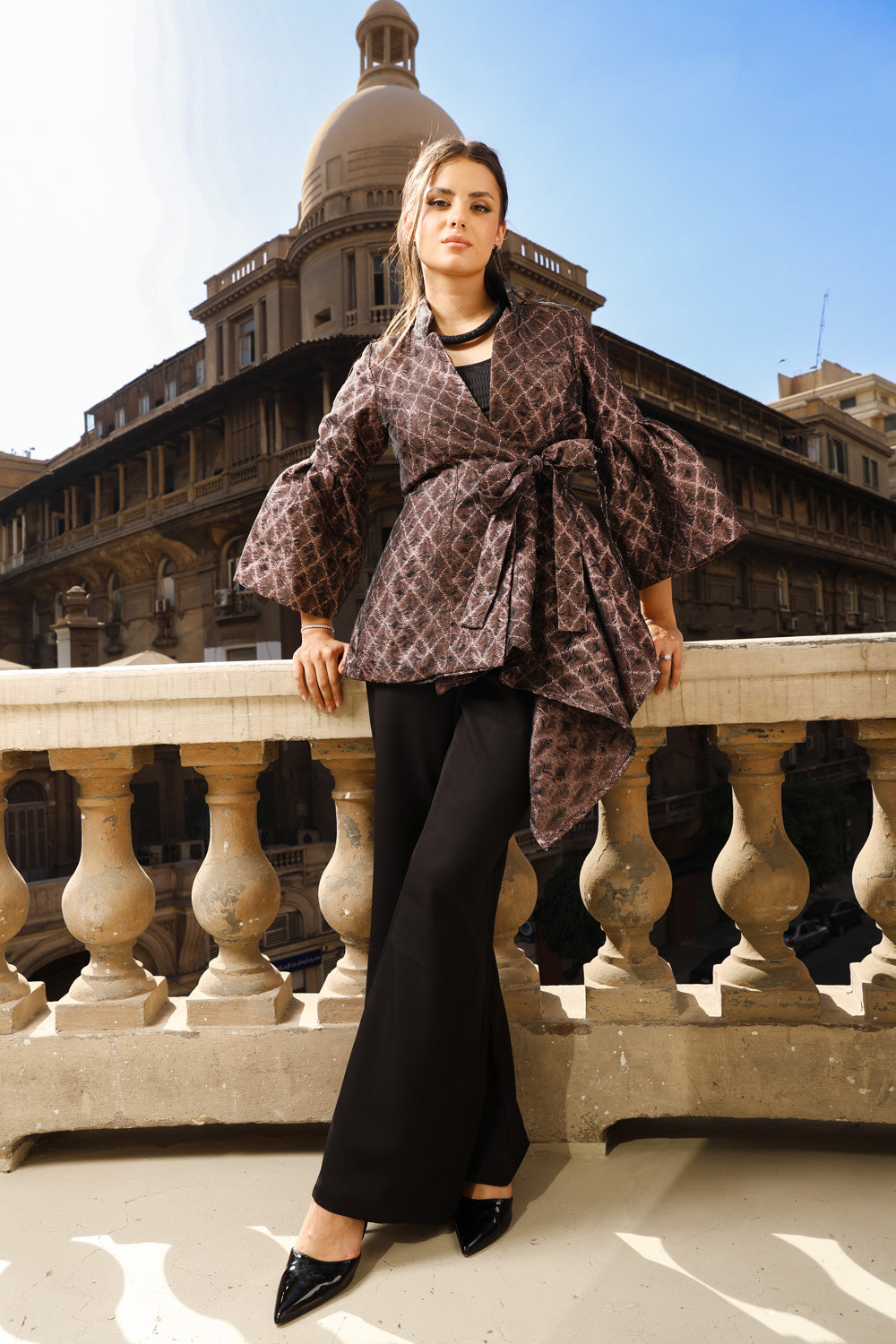 Flowy Draped Jacket - Rose Gold
