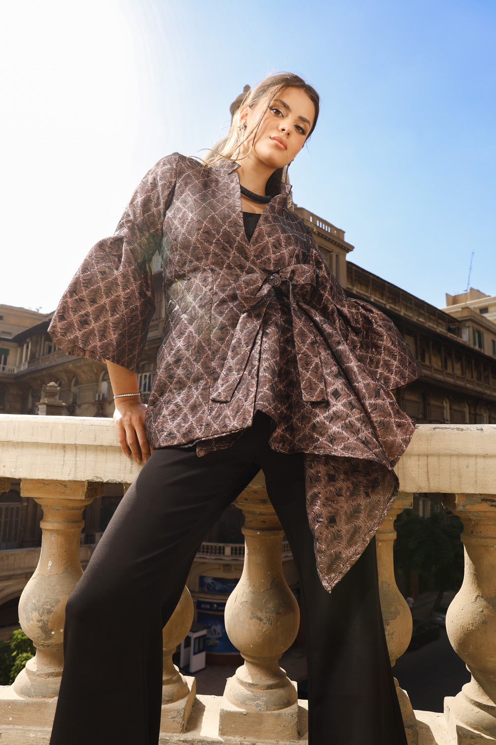 Flowy Draped Jacket - Rose Gold