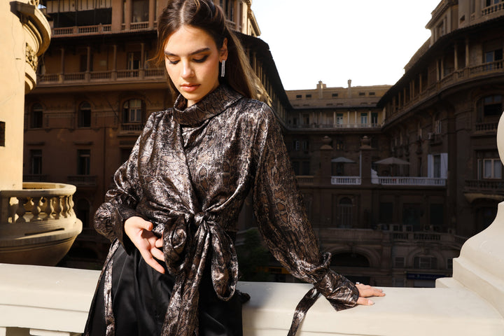 Shimmery Snake Print Blouse