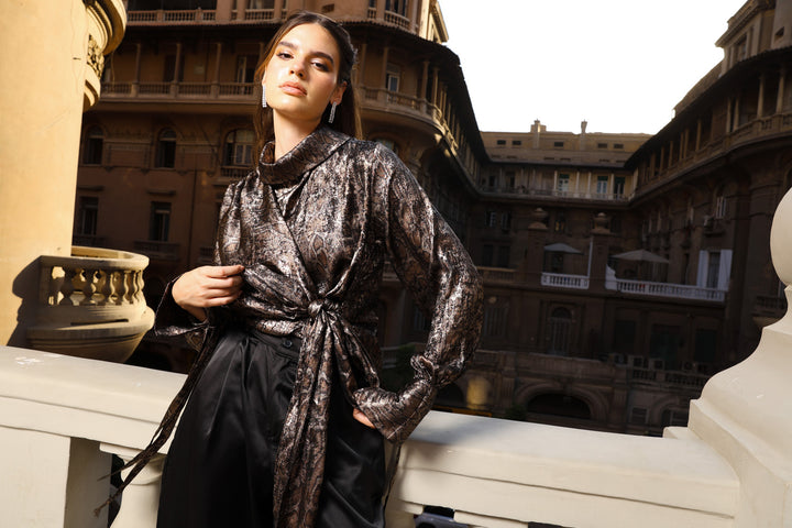 Shimmery Snake Print Blouse