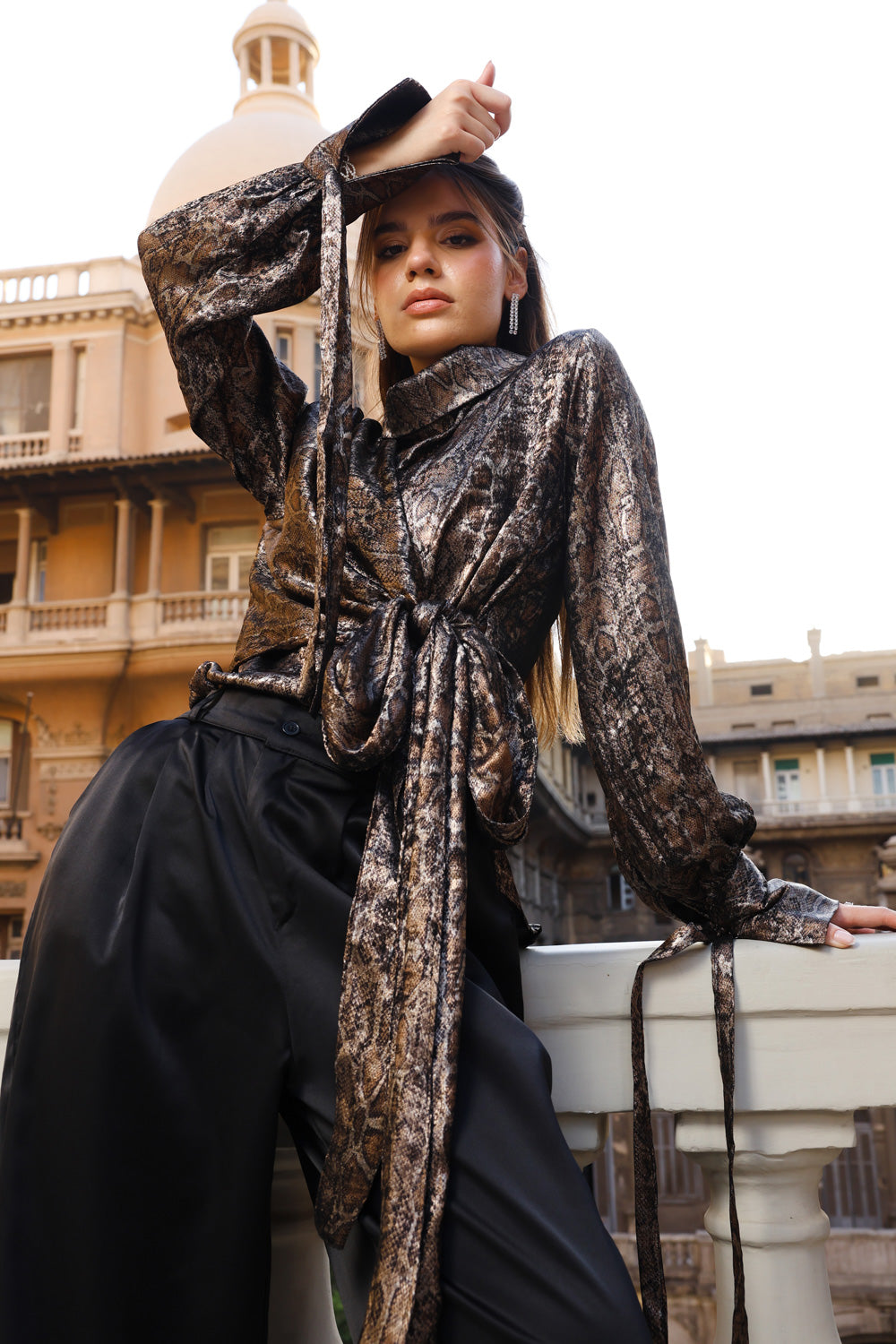 Shimmery Snake Print Blouse