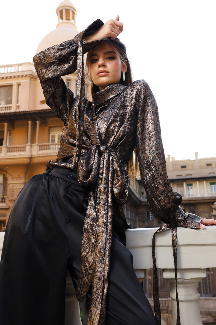 Shimmery Snake Print Blouse