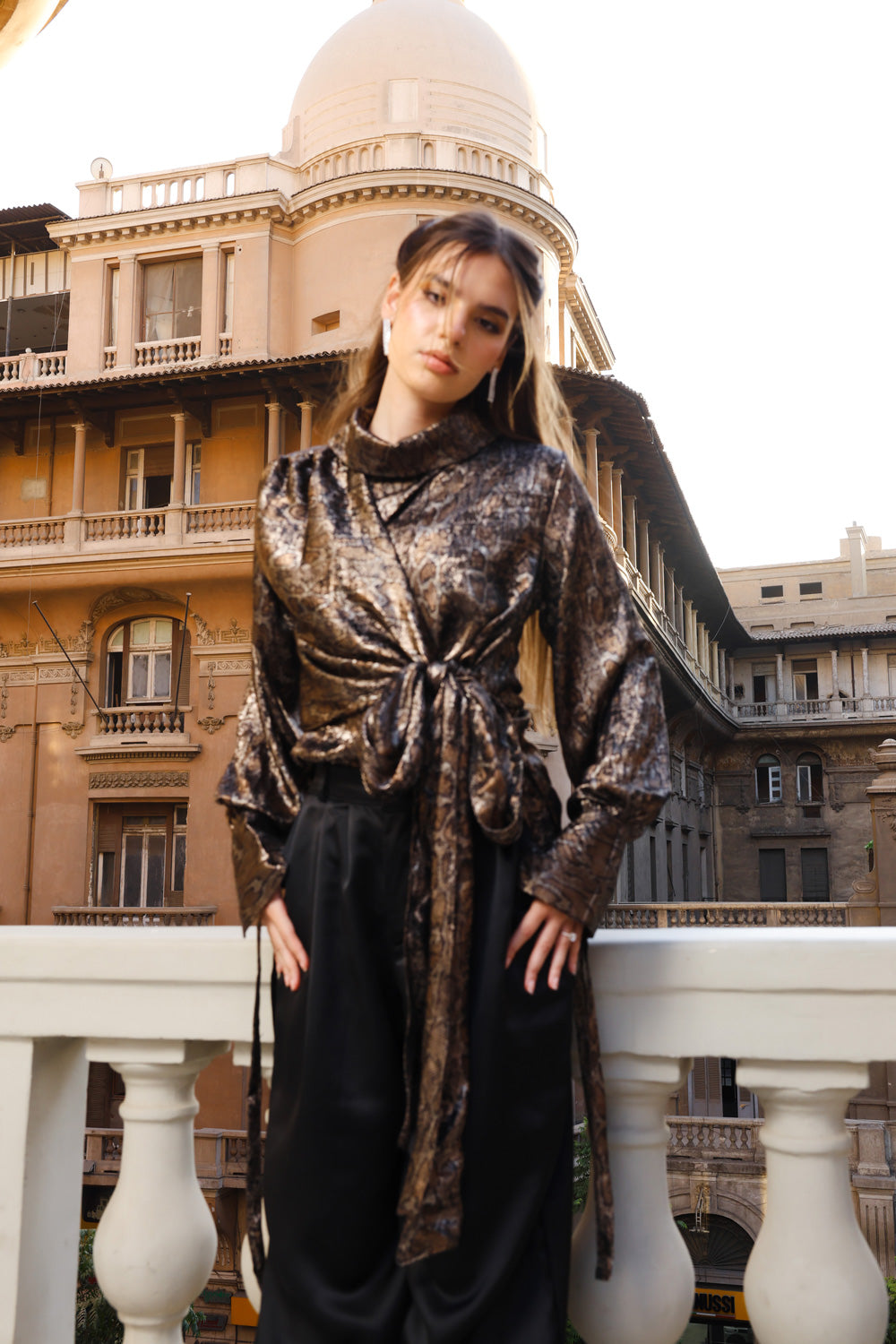 Shimmery Snake Print Blouse