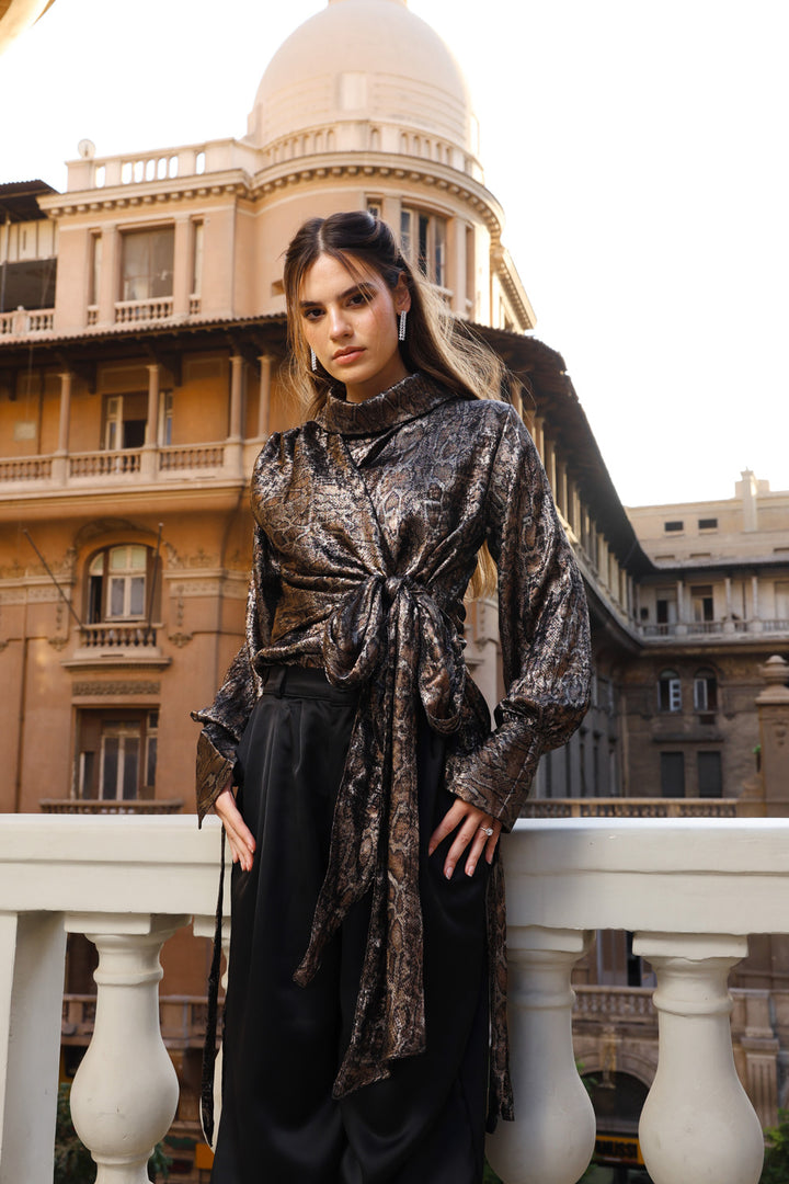 Shimmery Snake Print Blouse