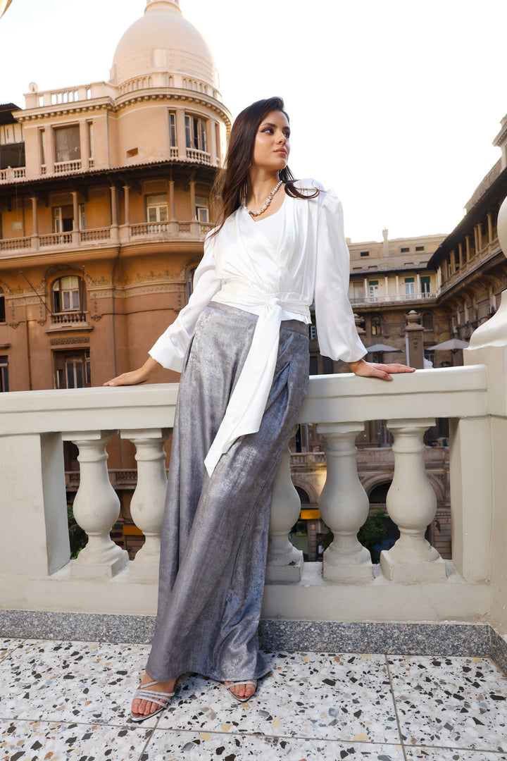 Shimmery wide pants - Silver