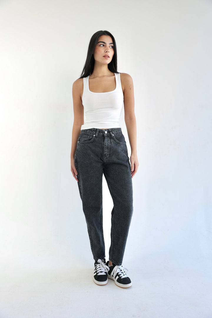 Mom Fit Jeans - Dark Grey