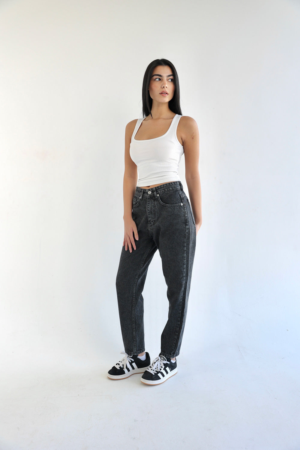 Mom Fit Jeans - Dark Grey