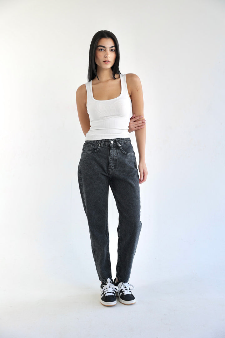 Mom Fit Jeans - Dark Grey