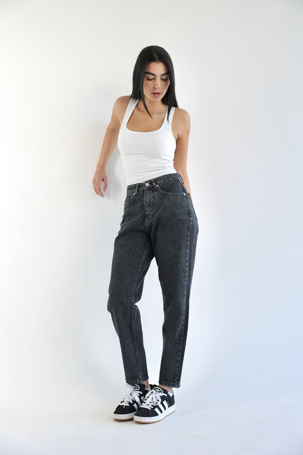 Mom Fit Jeans - Dark Grey