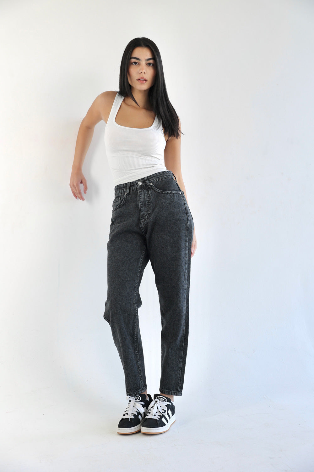 Mom Fit Jeans - Dark Grey