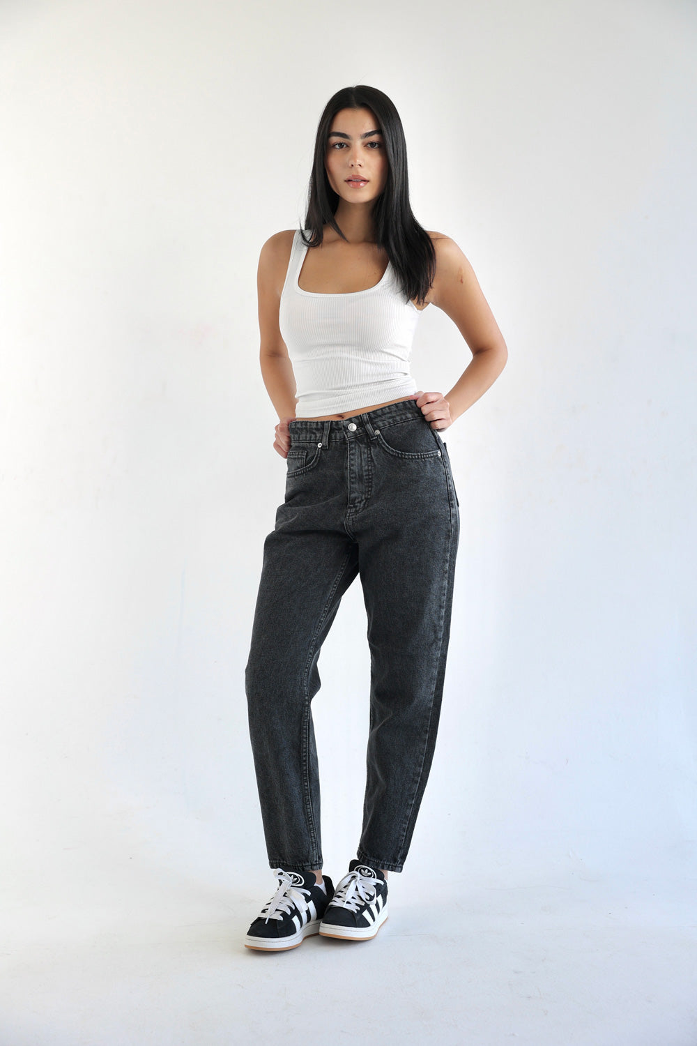 Mom Fit Jeans - Dark Grey