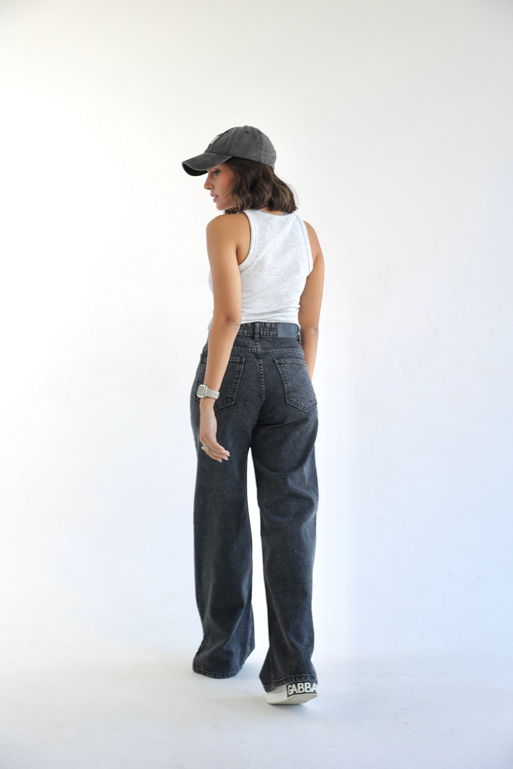 Straight Wide Leg Jeans - Dark Grey