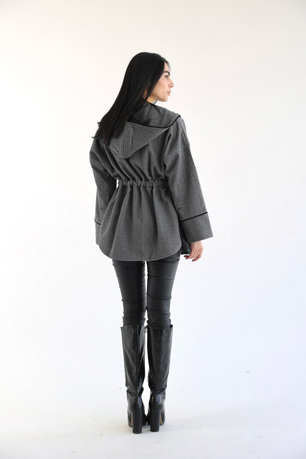 Wool Hooded Jacket - Dark Grey