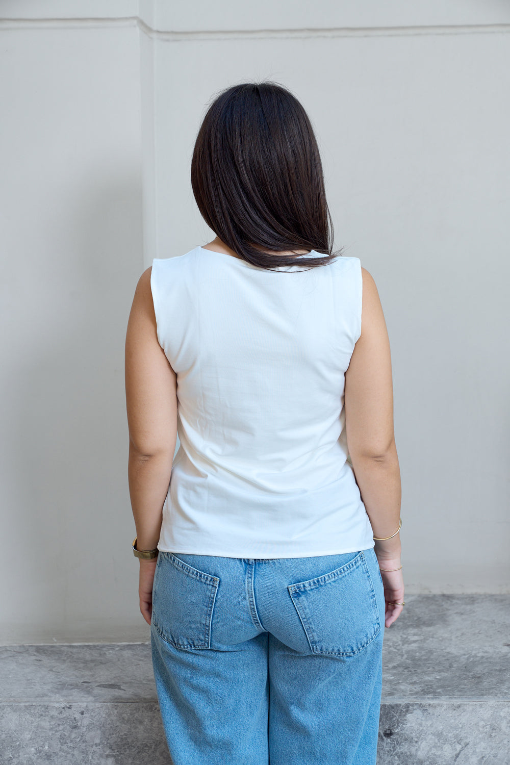 Essential Cotton Sleeveless Double Layered Top - offWhite